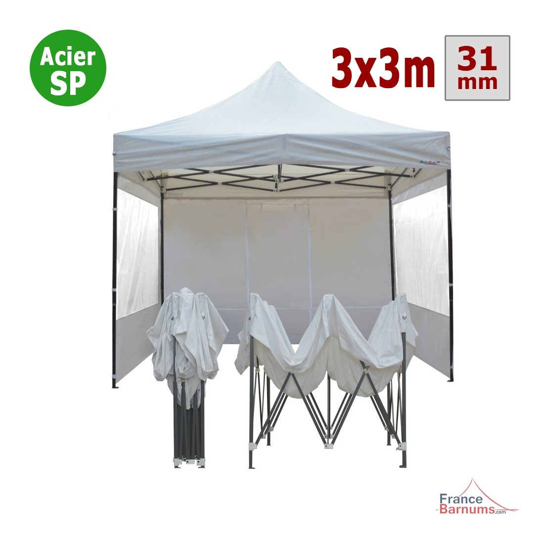 Location Tente Barnum Tonnelle pliante Pro de 3x3 m - blanc