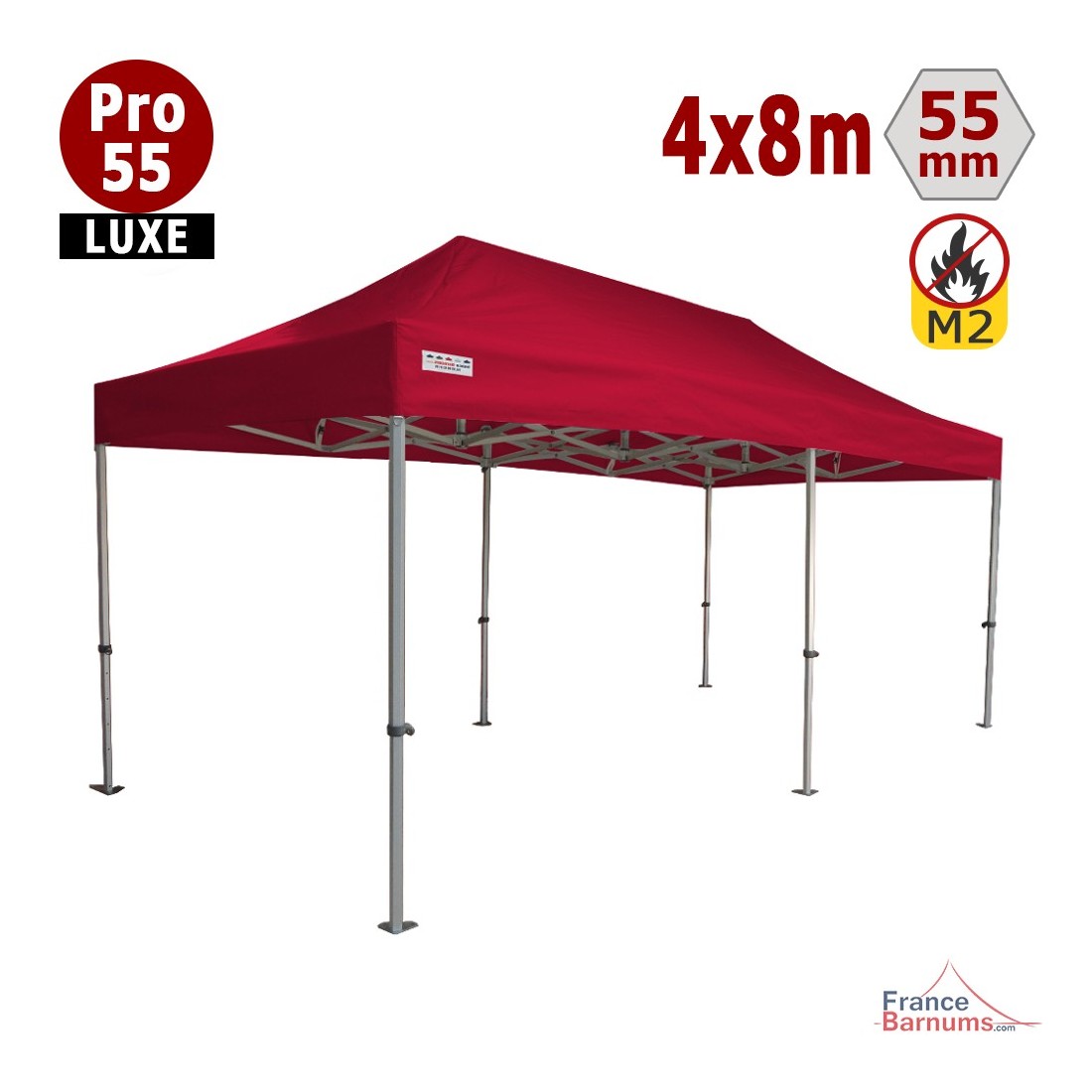 Tente pliante 4x8m Alu Pro 55 LUXE (Rouge) - REF 262S | France Barnums