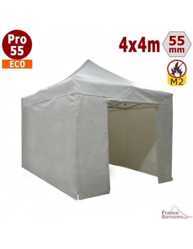 Barnum pliant  4 x4 Pro 55 Eco avec son toit en PVC 580g/m2 et ses murs en 380g/m2 Polyester