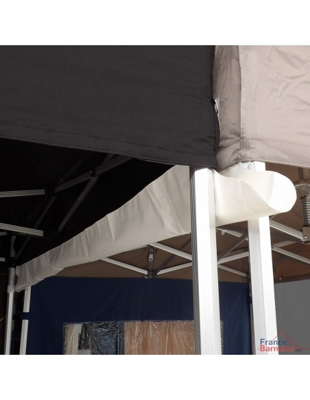 Gouttière en PVC 580gr/m² pour barnum pliant à fixer par bandes de velcro sur les bandeaux de la bâche de toit