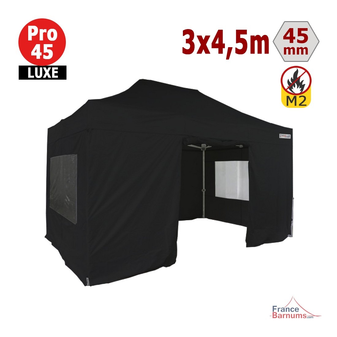 Barnum pliant - Tente pliante Alu Pro 45 LUXE M2 3mx3m TAUPE 380gr/m²