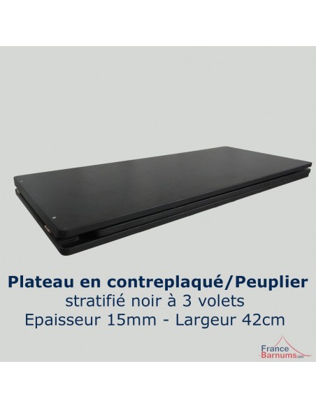 Table Comptoir Pliante 3m avec Plateau noir de 42cm
