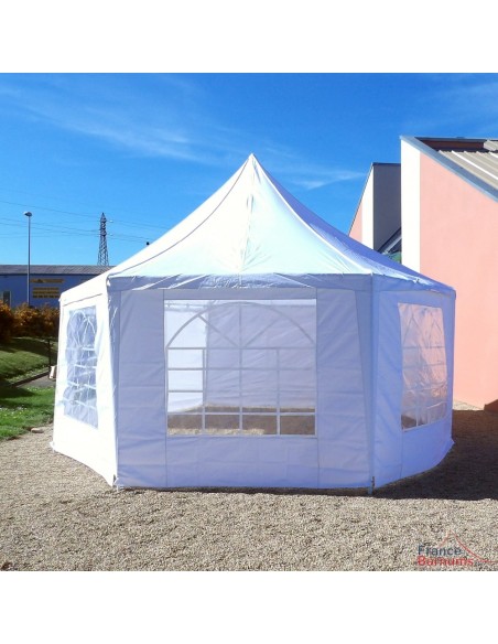 Tente de réception OCTOGONALE ECO en Polyester de 7m x 5m avec Tubes de 34mm et de 0,8mm d'épaisseur