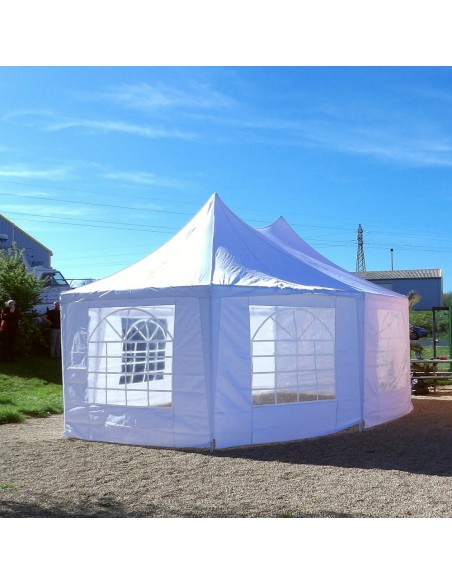Tente de réception OCTOGONALE ECO en Polyester de 6m x 4m avec Tubes de 34mm et de 0,8mm d'épaisseur