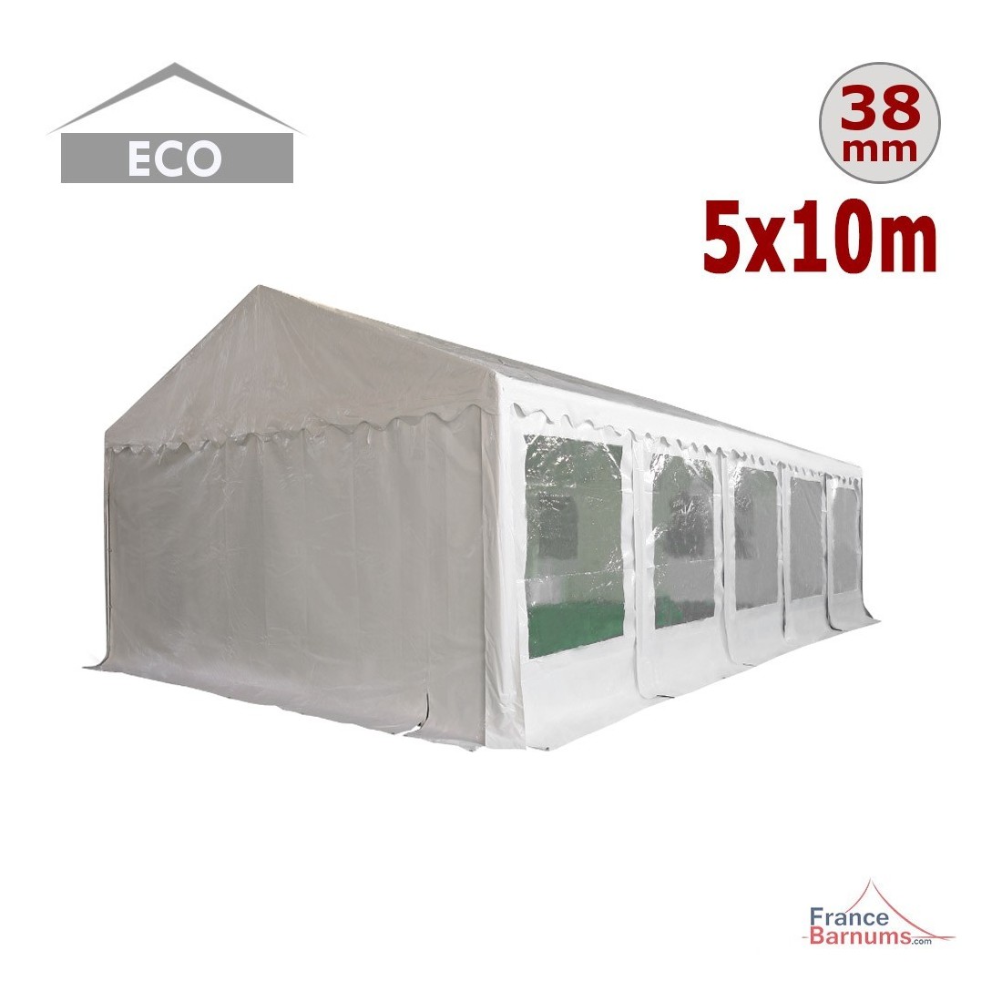 Tente de réception 3x6 M barnum PE 180gr/m² chapiteau blanc 24 personnes