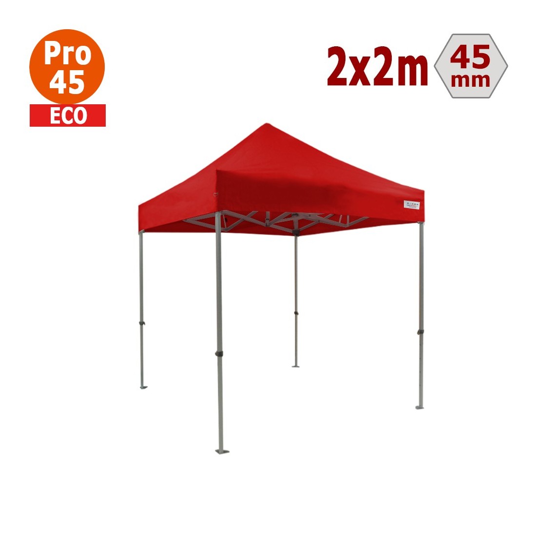 Tente pliante 2x2m Alu Pro 45 ECO (Rouge) - REF 1402S