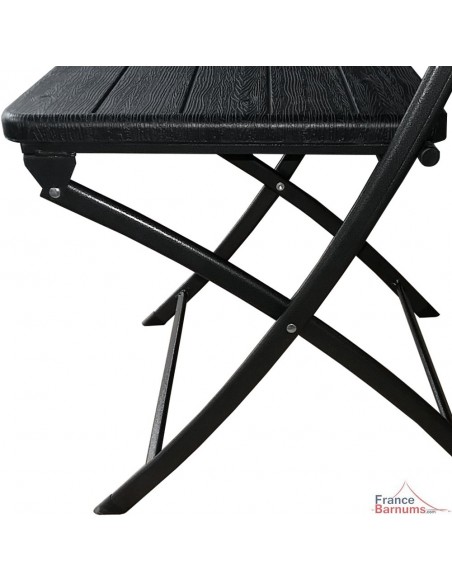 Lot de 4 chaises pliantes pour vos réceptions en polyéthylène haute densité noir imitation lattes de bois