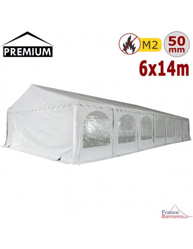 Tente de réception - Chapiteau PREMIUM en PVC de 6m x 14m avec Tubes de 50mm