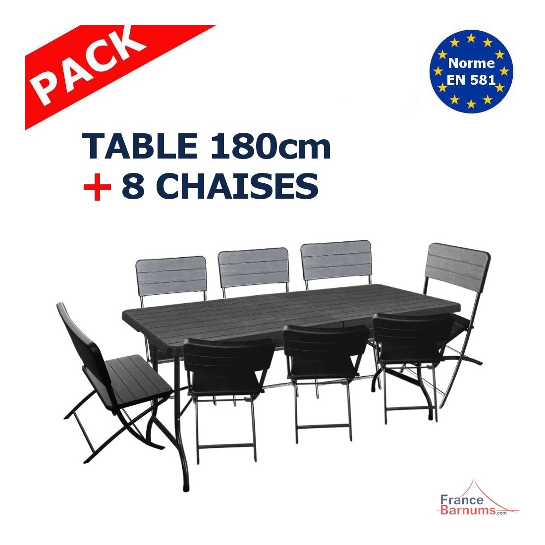 Lot de 10 tables pliantes en PEHD 180 cm - 8 places