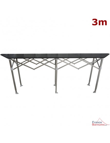 Table comptoir pliante 2,84 X 0,42m avec angles à 45° de chaque côté