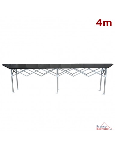 Table comptoir pliante de 4m (3,87 X 0,42m) avec deux angles à 45°