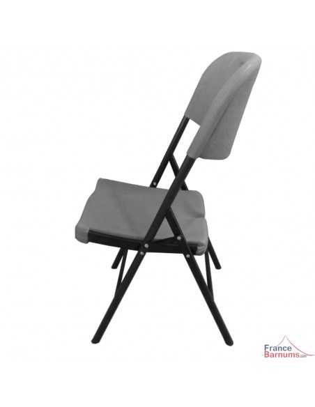 Chaise pliante grise en polyéthylène moulé haute densité