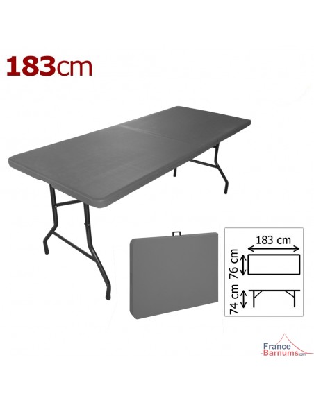 Table pliante en valise grise 183cm