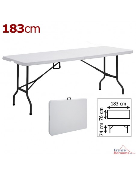 Table pliante en valise blanche 183cm