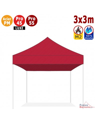 Bâche de toit rouge 3x3m en Polyester 380gr/m² norme M2