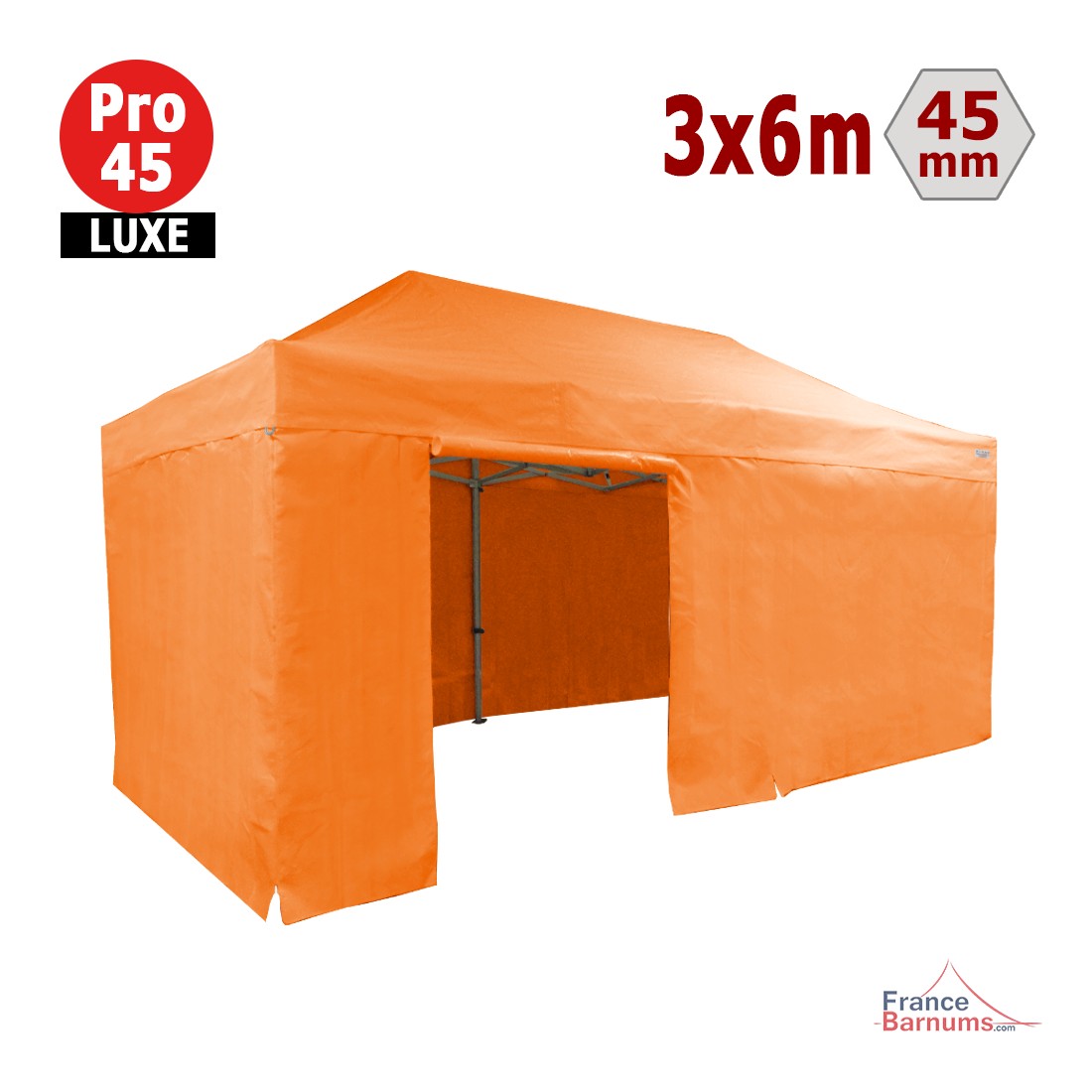tente pliante pro - barnum aluminium 45 3m x 3m orange - TS BARNUM