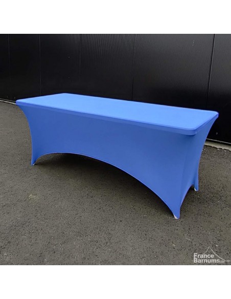 housse de table rectangulaire en lycra bleu