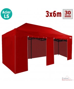 Barnum Pliant Rouge 3X6m Acier 30mm pas cher 100% étanche - E-sunny