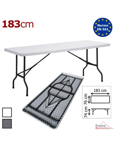 Table pliante rectangulaire blanche ou grise
