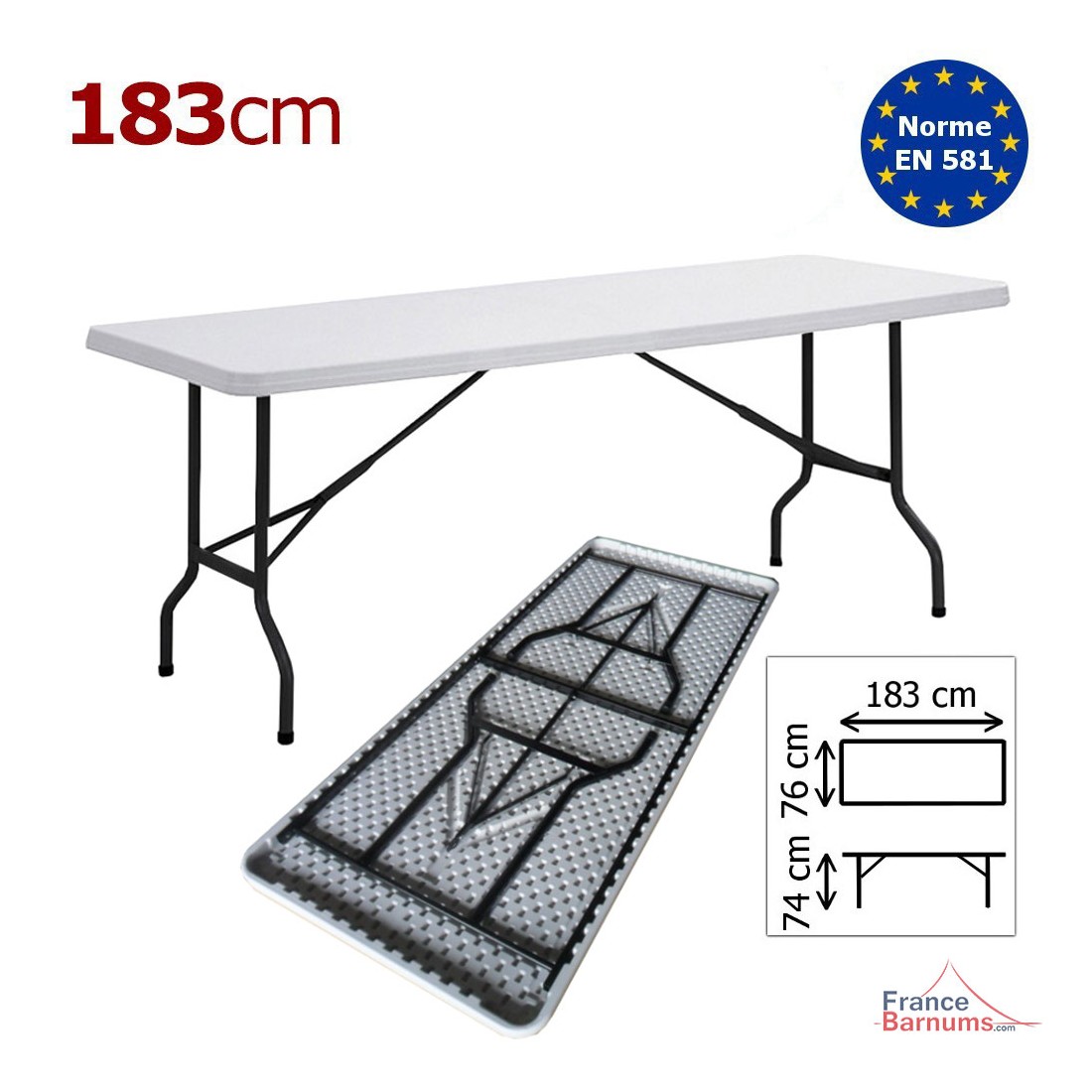 Table pliante rectangle polyéthylène - Longueur 183 cm