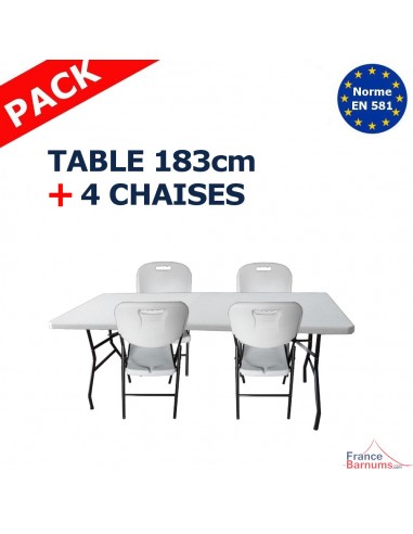 ensemble table et 4 chaises pliantes blanches