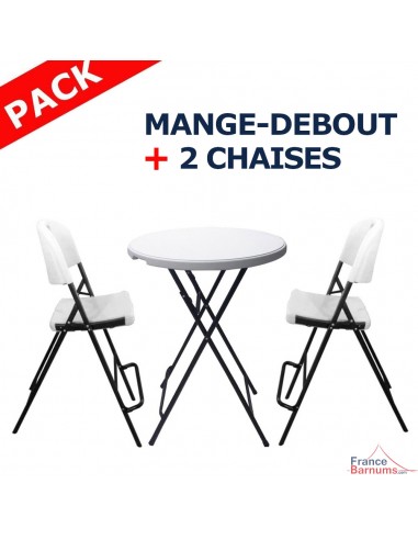 Table haute mange-debout + 2 chaises