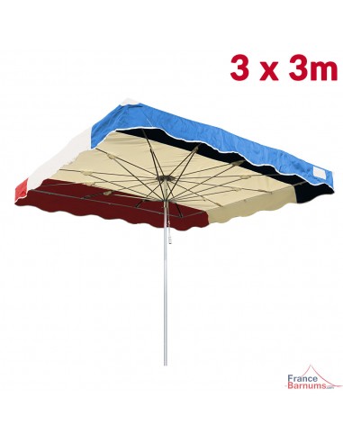 Parasol de marché télescopique 3mx3m tricolore BLEU BEIGE ROUGE