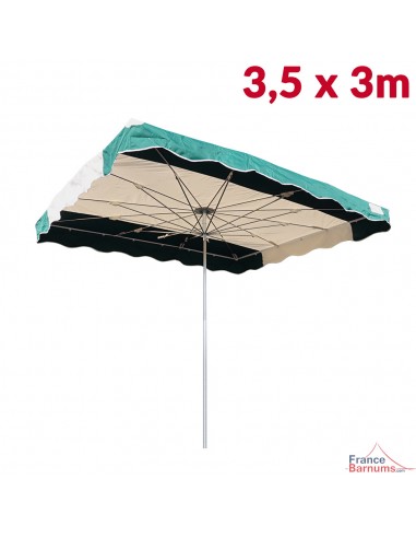 Parasol de marché télescopique 3,5mx3m bicolore VERT et BEIGE