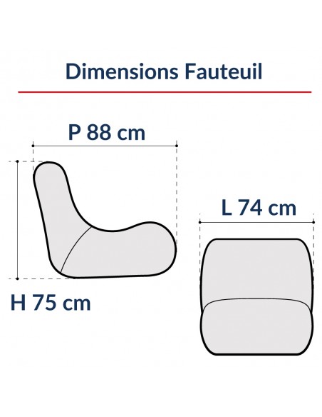 Dimensions fauteuil gonflable imprimé