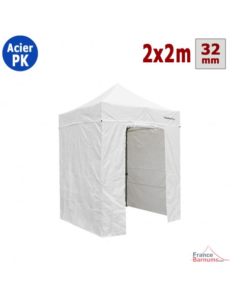 Tente Acier Paddock 2mx2m BLANC avec porte - Pack 4 cloisons