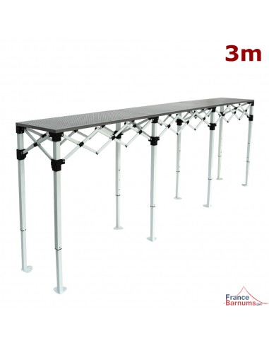 Table Comptoir Pliante 3m en acier avec Plateau ajouré de 40cm