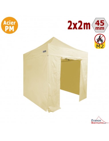 Stand pliant beige Acier Premium 2x2m + Pack Côtés
