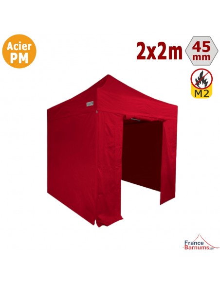 Stand pliant rouge Acier Premium 2x2m + Pack Côtés