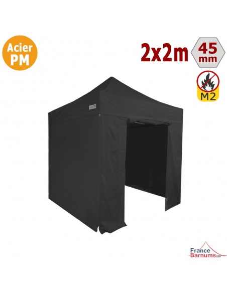 Stand pliant noir Acier Premium 2x2m + Pack Côtés