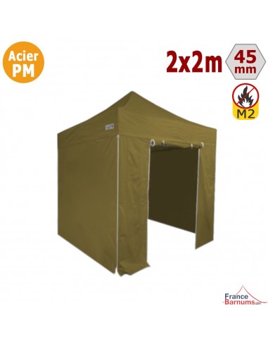 Stand pliant vert doré Acier Premium 2x2m + Pack Côtés