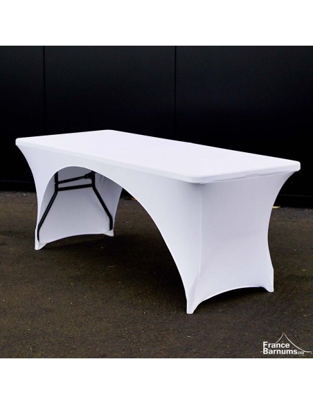 Housse de table rectangulaire blanche en extérieur