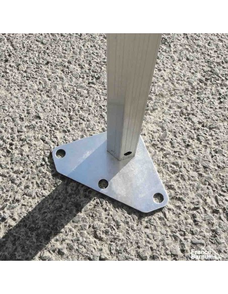 Large platine de pied barnum pliant professionnel alu Pro 55 norme M2 4x8m blanc avec côtés