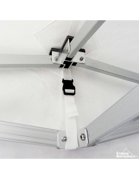 Sangles de tension bâche de toit barnum pliant alu Pro 55 Luxe norme M2 4x6 blanc avec côtés