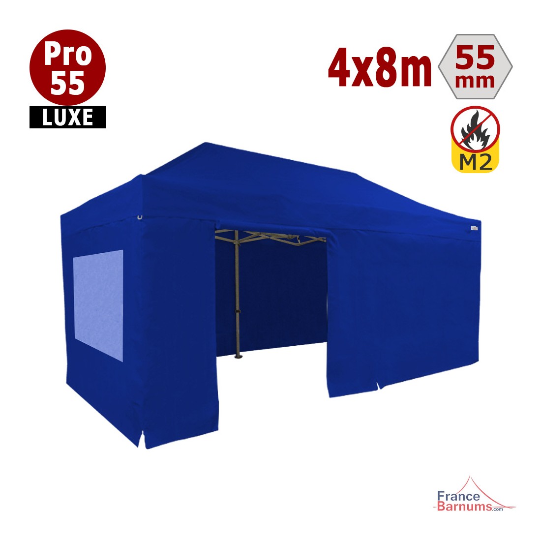 Tente de réception professionnelle PVC 4 x 8 m bleue/blanche