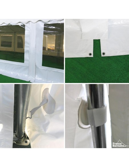 détails de la tente de réception 50m² PVC
