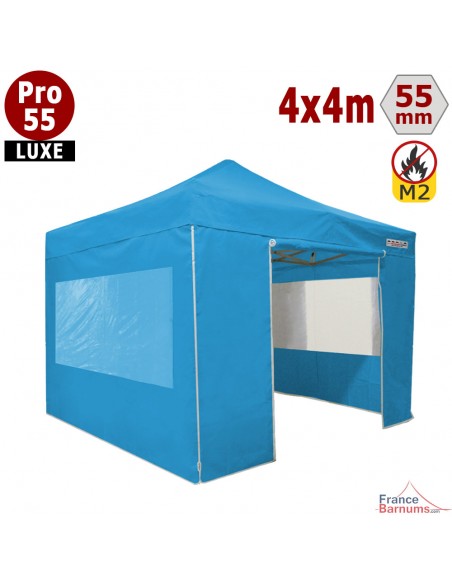 Barnum pliant 4 x4 Pro 55 Luxe PVC bleu turquoise 580g/m2 avec pack fenêtres