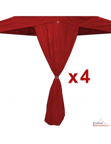 Rideau d'angle rouge pour barnum pliant 3x3m, 3x4,5m ou 3x6m - lot de 4