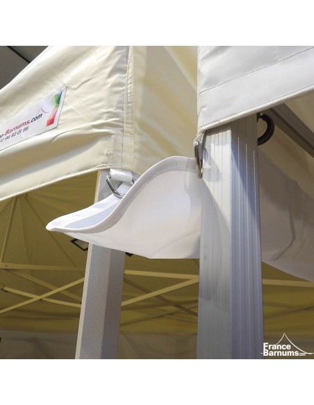 Gouttière en Polyester 380gr/m² de 2,4m pour tente pliante à fixer par bandes de velcro sur les bandeaux de la bâche de toit