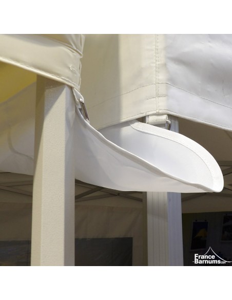 Gouttière en Polyester 380gr/m² de 8m pour tente pliante à fixer par bandes de velcro sur les bandeaux de la bâche de toit