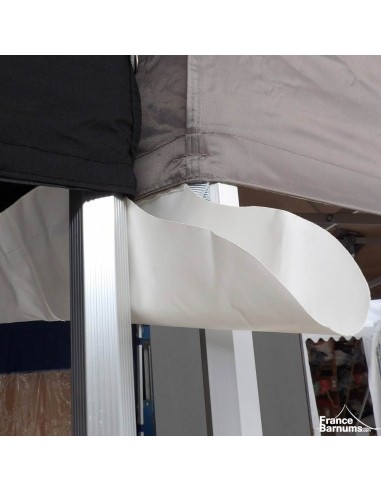 Gouttière en PVC 580gr/m² de 2m pour tente pliante à fixer par bandes de velcro sur les bandeaux de la bâche de toit