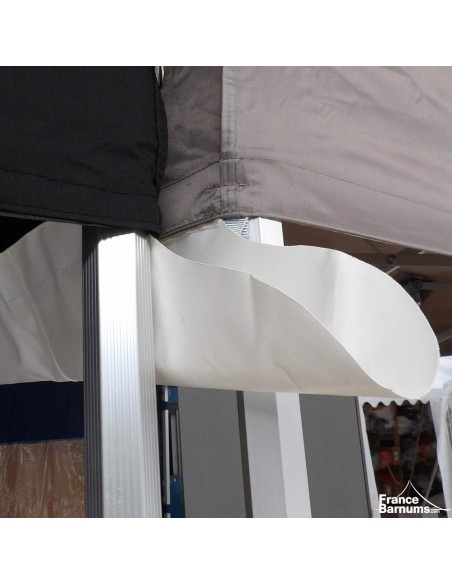 Gouttière en PVC 580gr/m² de 2,40m pour tente pliante à fixer par bandes de velcro sur les bandeaux de la bâche de toit