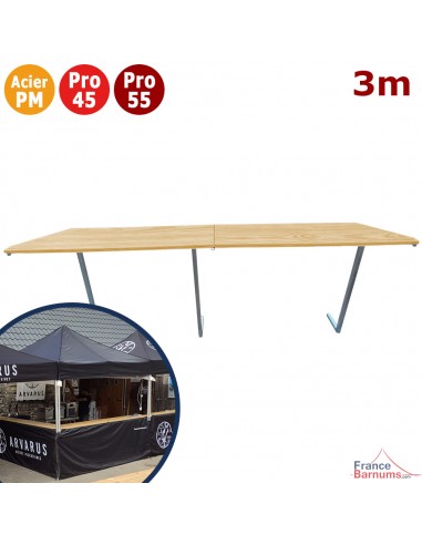 Table COMPTOIR BUVETTE Pliante 3m en bois verni
