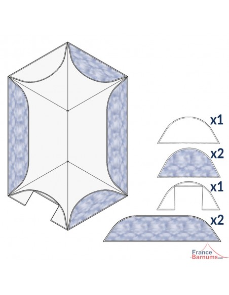 Tente étoile BLANCHE L.14m Ø10m avec Pack Fenêtres