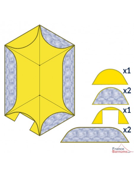 Tente étoile JAUNE L.14m Ø10m avec Pack Fenêtres