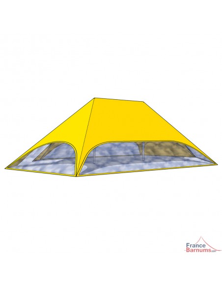 Tente étoile JAUNE L.14m Ø10m avec Pack Fenêtres